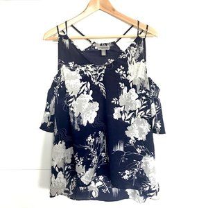 Chelsea28 Floral Cold Shoulder Tank Medium